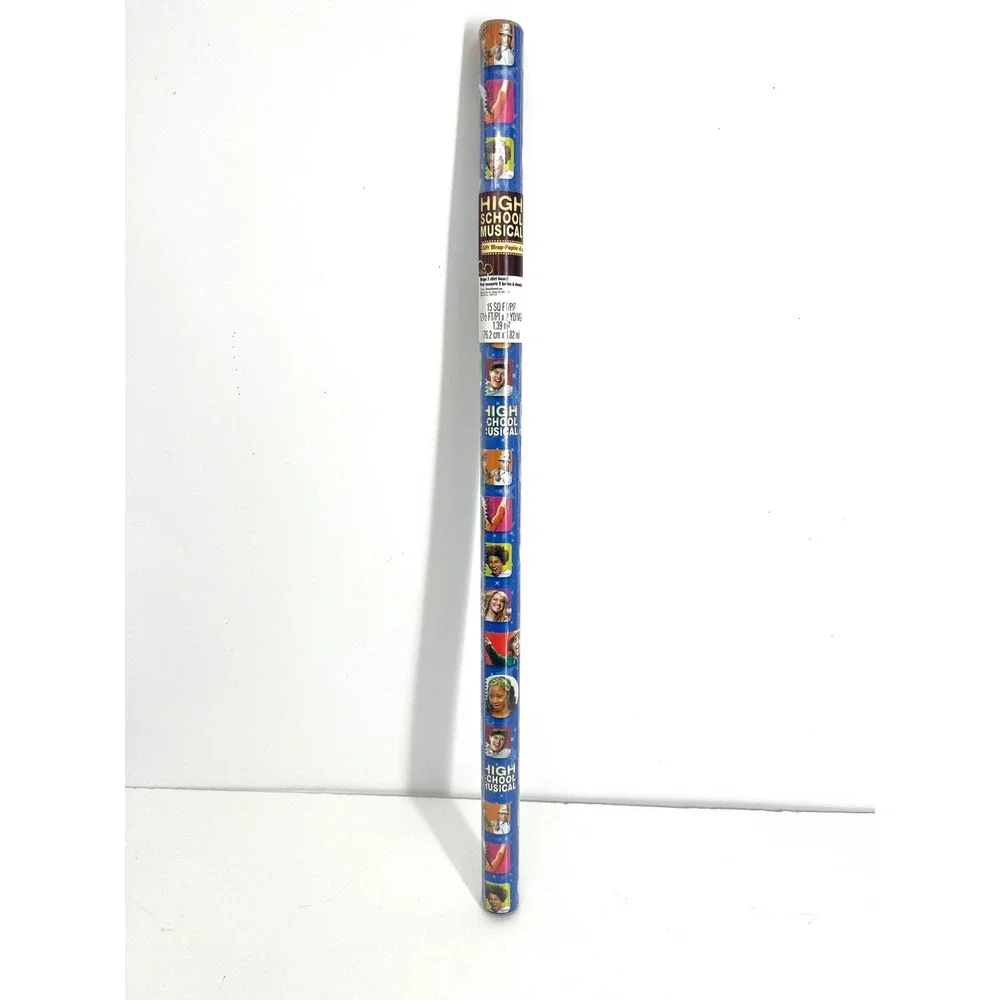 Disney High School Musical Gift Wrap Hallmark 15 Sq Ft Blue Vintage 2000s New‎
